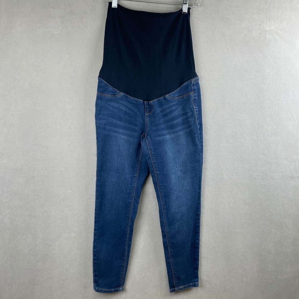 1822 Denim Maternity Skinny‎ Jeans Blue Medium Wash Belly Band Comfy Stretch 28